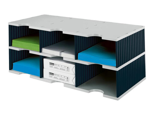 Styro Rangement pour documents styrodoc trio Jumbo Noir, 6 compartiments