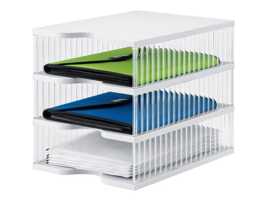 Styro Rangement pour documents Styropost Transparent, 3 compartiments
