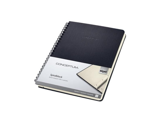Sigel Bloc-notes à spirale A5 160 feuilles, quadrillées, noir