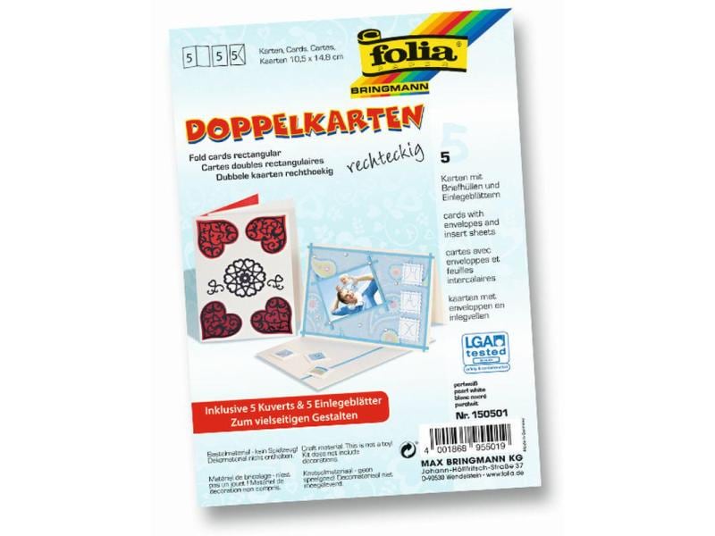 Folia Carte vierge 220 g/m² perle rectangulaire blanc