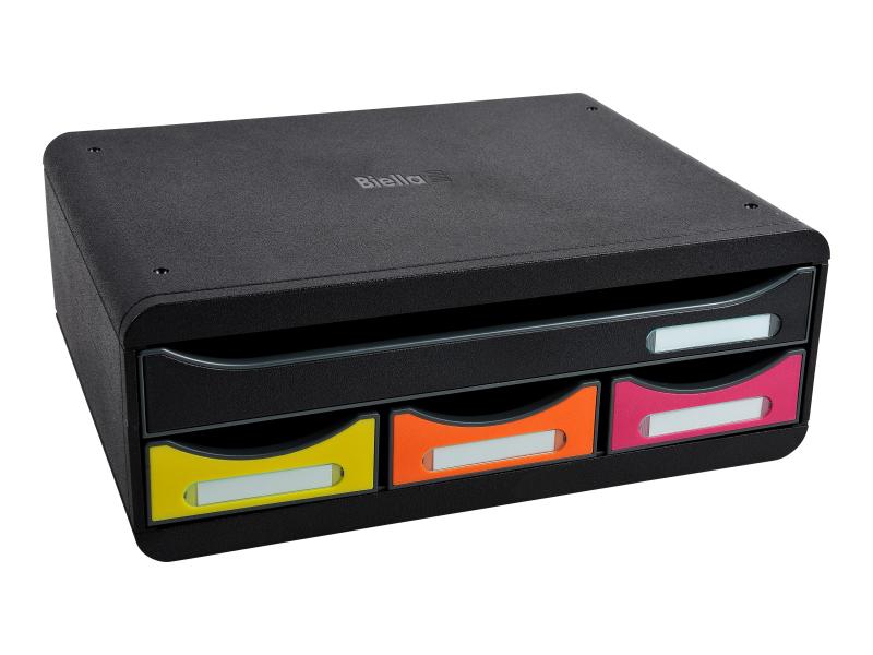 Biella Boîte à tiroirs TOOLBOX-MINI Noir/multicolore, A4+ paysage