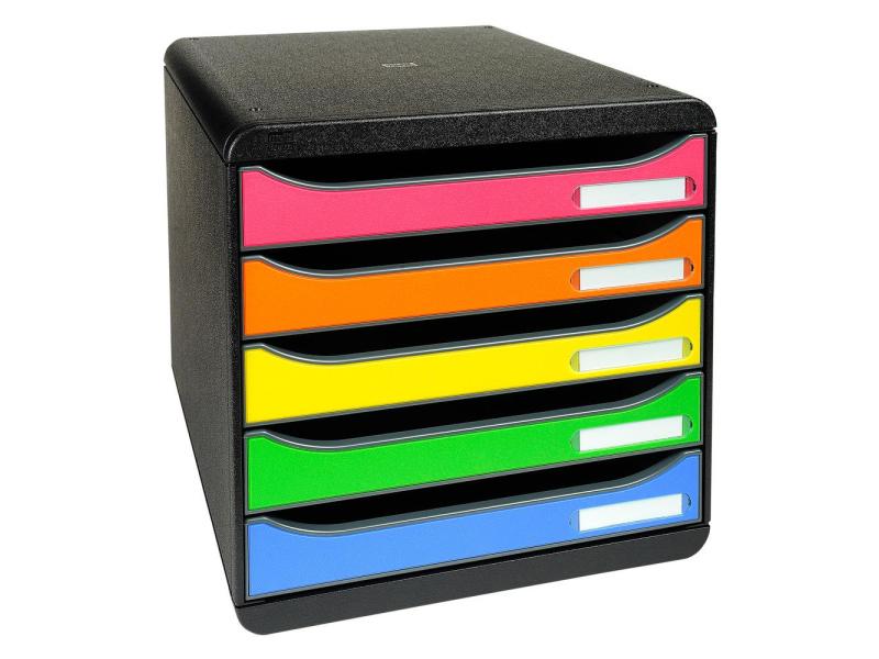 Biella Boîte à tiroirs Big-Box Plus A4+ Noir brillant/multicolore