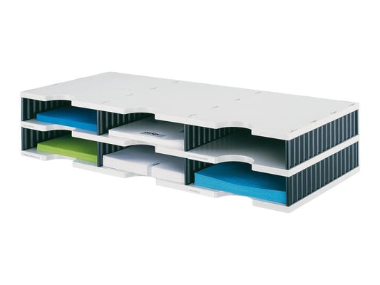 Styro Rangement pour documents styrodoc trio Standard, noir, 6 compartiments