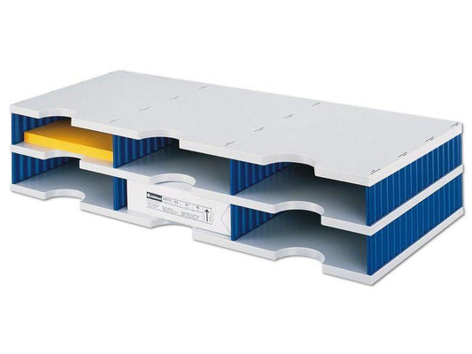 Styro Rangement pour documents styrodoc trio Standard, Bleu, 6 compartiments
