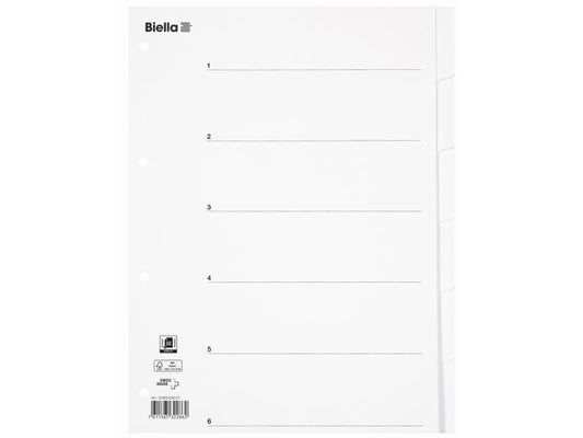 Biella Registre Carton A4 6 pièces avec feuille d'index