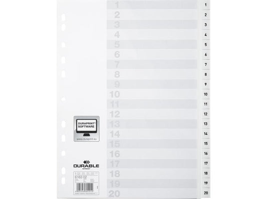 DURABLE Registre A4 1-20, avec feuille d'index
