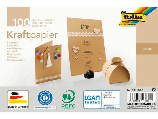 Folia Carton kraft Bloc de motifs papier kraft A5 120 g/m²