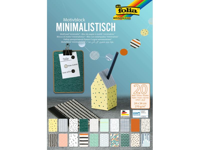 Folia Bloc de papier à motif Minimaliste, 24 x 34 cm 20 feuilles