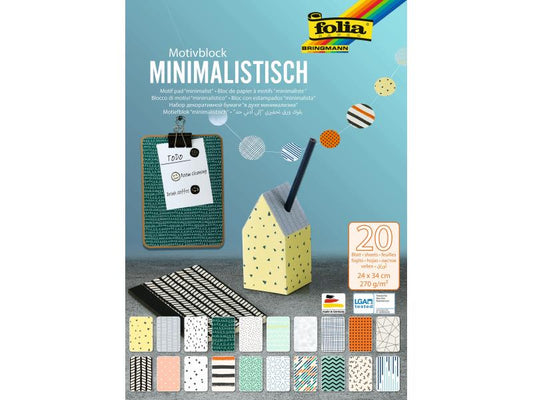 Folia Bloc de papier à motif Minimaliste, 24 x 34 cm 20 feuilles