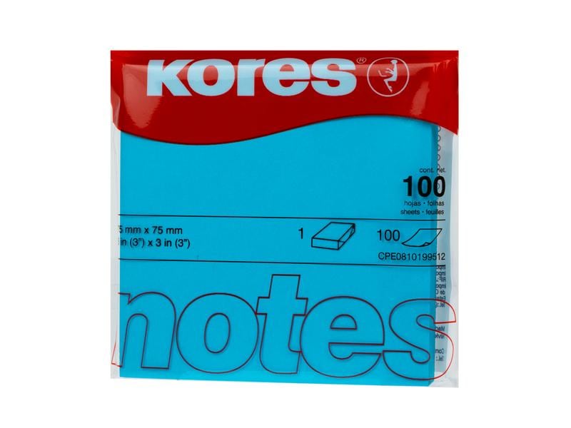 Kores Fiche de bloc-notes 7.5 x 7.5 cm, Bleu fluo