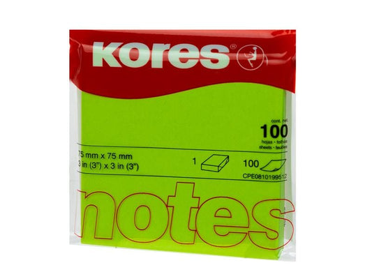 Kores Fiche de bloc-notes 7.5 x 7.5 cm, Vert fluo