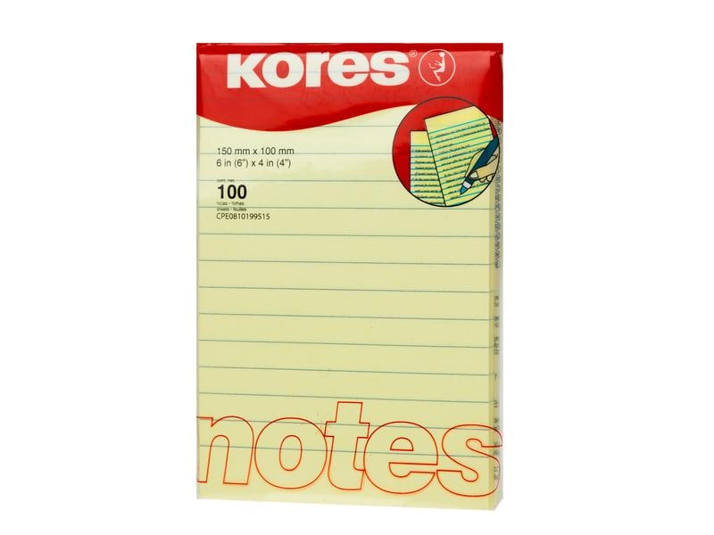 Kores Fiche de bloc-notes a statué 15 x 10 cm, Jaune clair