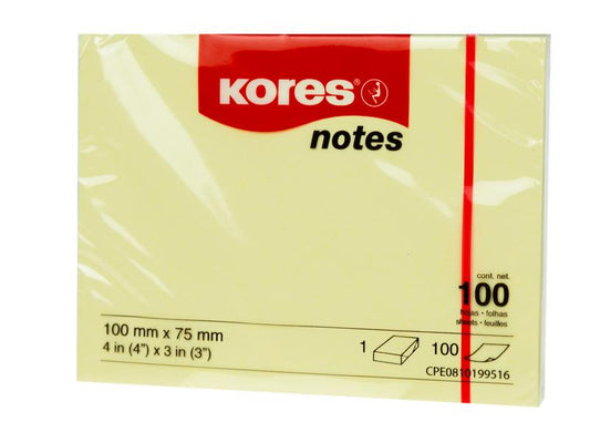 Kores Fiche de bloc-notes 10075, 10 x 7,5 cm, 12 blocs, Jaune