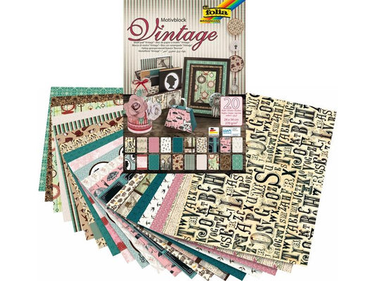 Folia Bloc de papier à motif Vintage II Multicolore