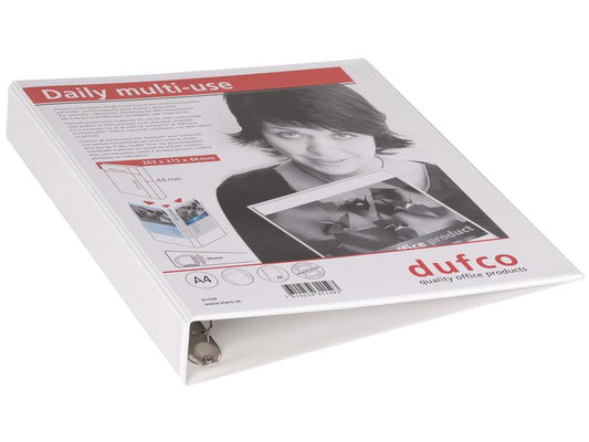 dufco Classeur à anneaux 4,4 cm, Blanc
