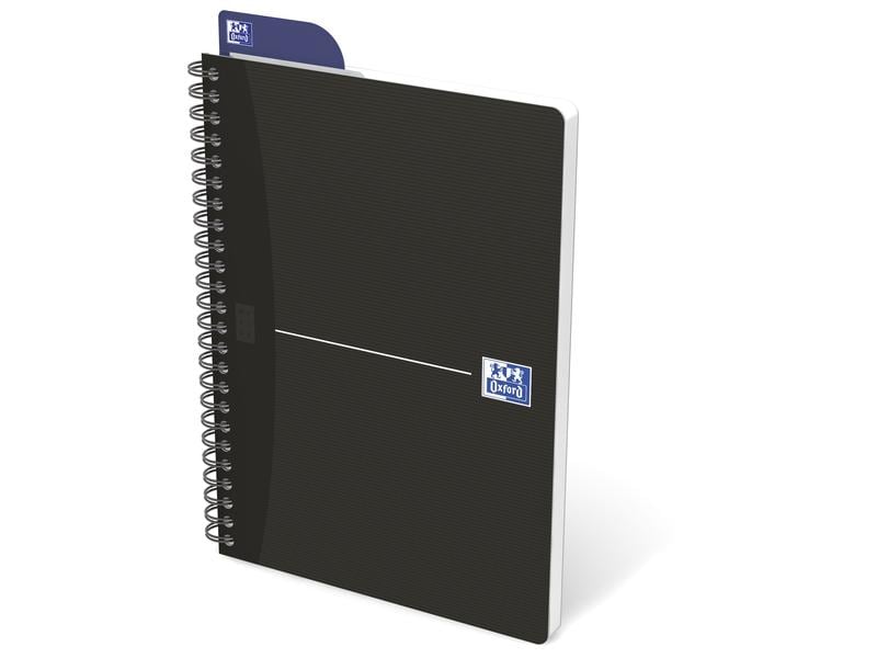 Oxford Carnet de notes Essentials Livre spirale, A5, À carreaux, Noir