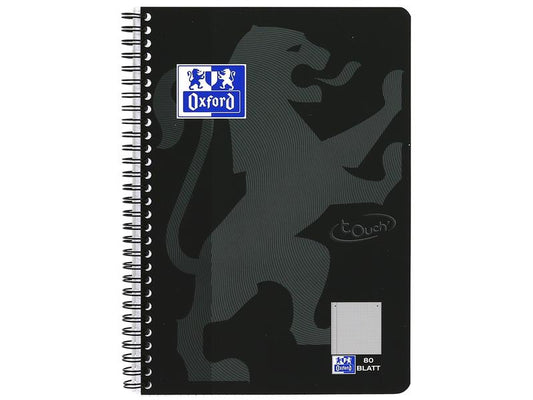 Oxford Carnet de notes Touchez le bloc-notes du collège L28, B5, À carreaux, Noir