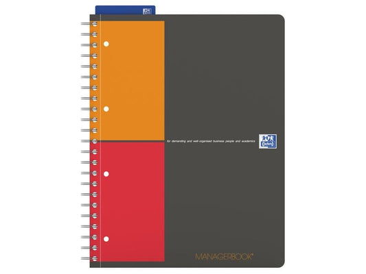 Oxford Bloc-notes International Managerbook, A4 +, À lignes, Gris