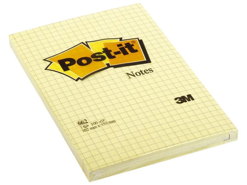 Post-it Fiche de bloc-notes Post-it 10,2 cm x 15,2 cm, jaune