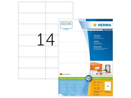 HERMA Étiquettes universelles Premium 105 mm x 42.3 mm, 2800 étiquettes