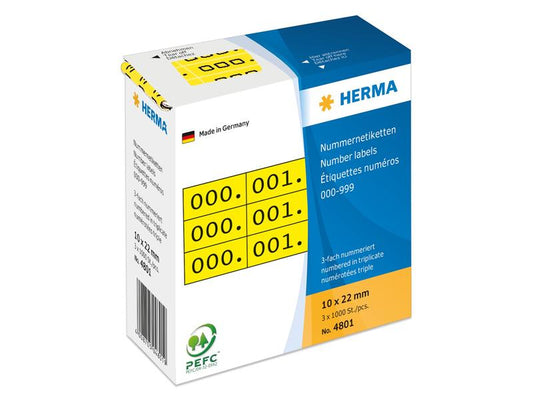HERMA Étiquettes de numéros 4801 10 x 22 mm, jaune