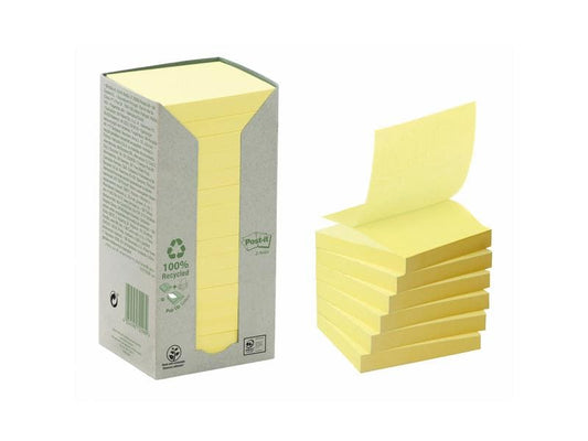 Post-it Fiche de bloc-notes Recycling Z-Notes 7.6 cm x 7.6 cm Jaune