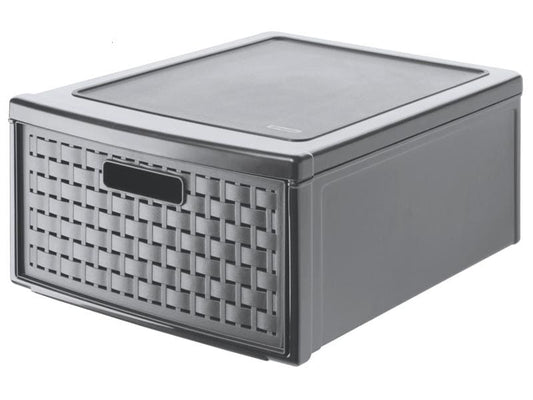 Rotho Boîte à tiroirs Country Grand Anthracite