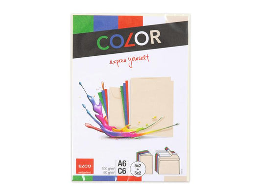 ELCO Carte double avec enveloppe Color A6/C6 Multicolore, 20 pièces