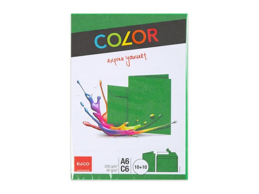 ELCO Carte double avec enveloppe Color A6/C6 Vert, 20 pièces