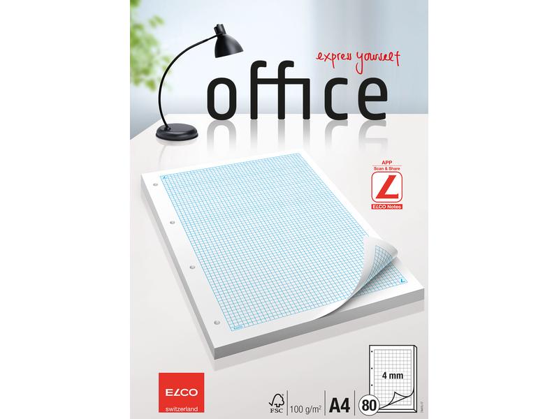 ELCO Feuillets mobiles A4 4 fois perforé 4 mm quadrillé