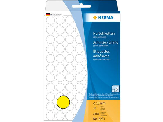 HERMA Étiquettes multi-usage 2231 Ø 13 mm, 32 Feuille, Jaune