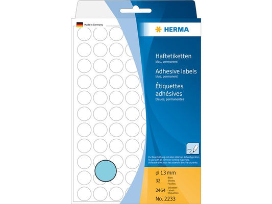 HERMA Étiquettes multi-usage 2233 Ø 13 mm, 32 Feuille, Bleu