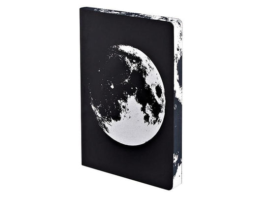 Nuuna Bloc-notes Graphic L Moon 22 x 16,5 cm, Pois, Noir/Argenté