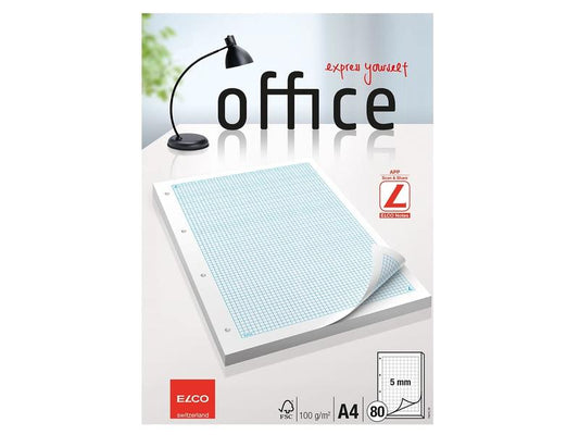 ELCO Feuillets mobiles A4 4 fois perforé quadrillé 5 mm