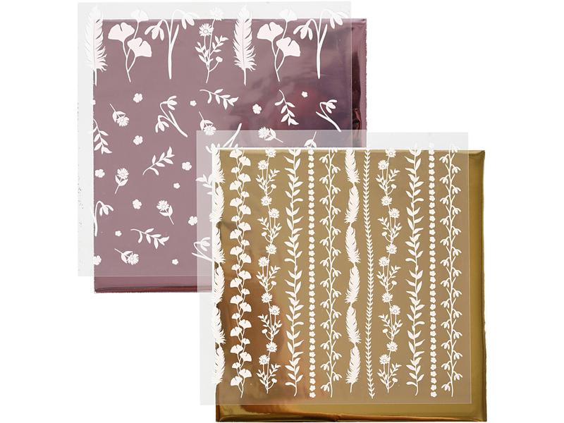 Creativ Company Film Feuille de transfert 15 x 15 cm, 2 Pièce/s, Bordeaux/Doré