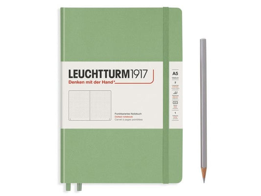 Leuchtturm Bloc-notes Medium A5, Pois, 2-pièces, sauge