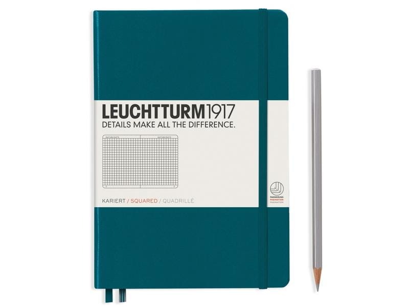 Leuchtturm Bloc-notes Medium A5, À carreaux, 2-pièces, Vert Pacifique