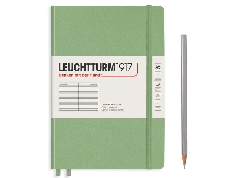 Leuchtturm Bloc-notes Medium A5, À lignes, 2-pièces, sauge