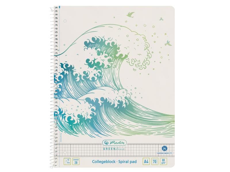 Herlitz Carnet de notes Greenline A4, À carreaux, shaft