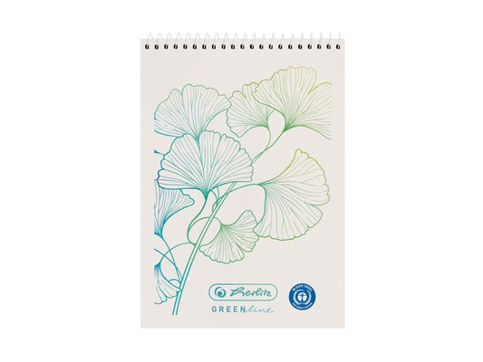 Herlitz Bloc-notes à spirale Greenline A7, ginkgo