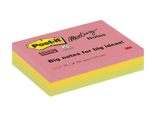 Post-it Fiche de bloc-notes Post-it Super Sticky 20.3 cm x 15.3 cm, 3 blocs