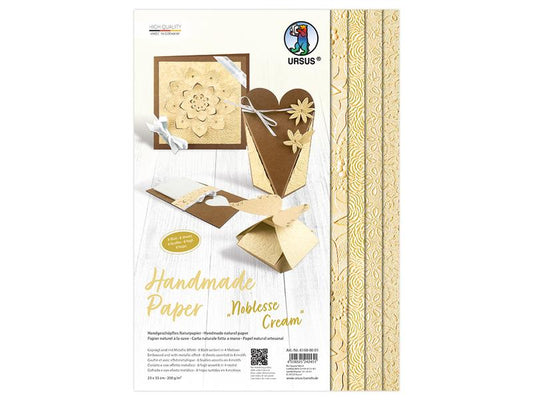 URSUS Papier de bricolage Noblesse 23 x 33 cm, 200 g/m², 8 feuilles, Creme
