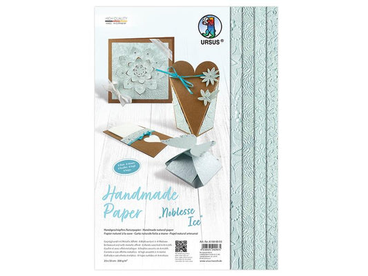 URSUS Papier de bricolage Noblesse 23 x 33 cm, 200 g/m², 8 feuilles, Ice