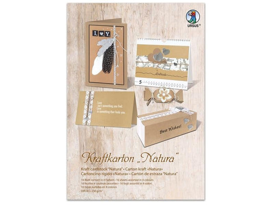 URSUS Papier de bricolage Natura A3, 250 g/m²,  16 Pièce/s, Marron