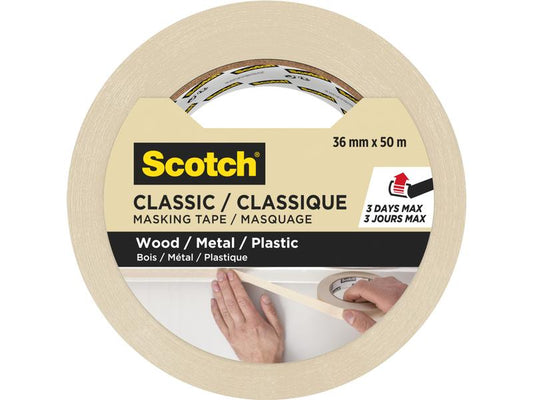 3M Ruban adhésif du peintre Scotch Classic 3650 36 mm x 50 m, Beige