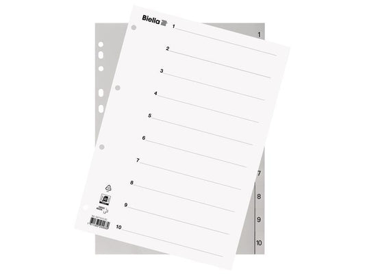 Biella Registre A4 1-10  Gris avec feuille d'index