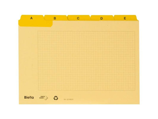 Biella Fiches A6, A-Z, 25 pièces, jaune
