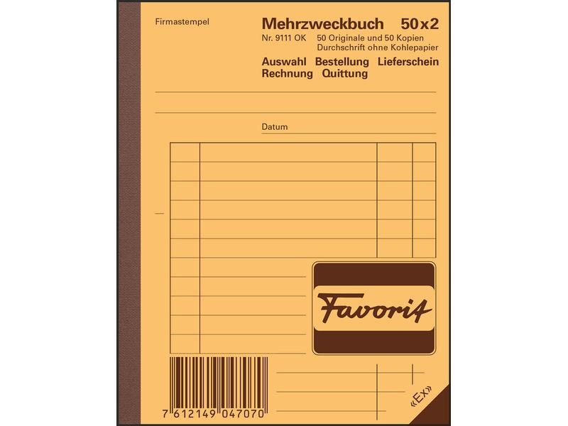 Favorit Bloc autocopiant 113 x 144 mm Livre à usages multiples, 50 x 2 feuilles