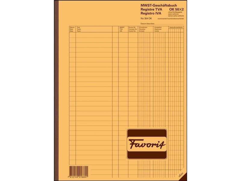 Favorit Bloc autocopiant 220 x 297 mm TVA, 50 x 2 feuilles