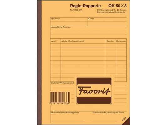 Favorit Bloc autocopiant 156 x 210 mm, Rapporteurs du directeur